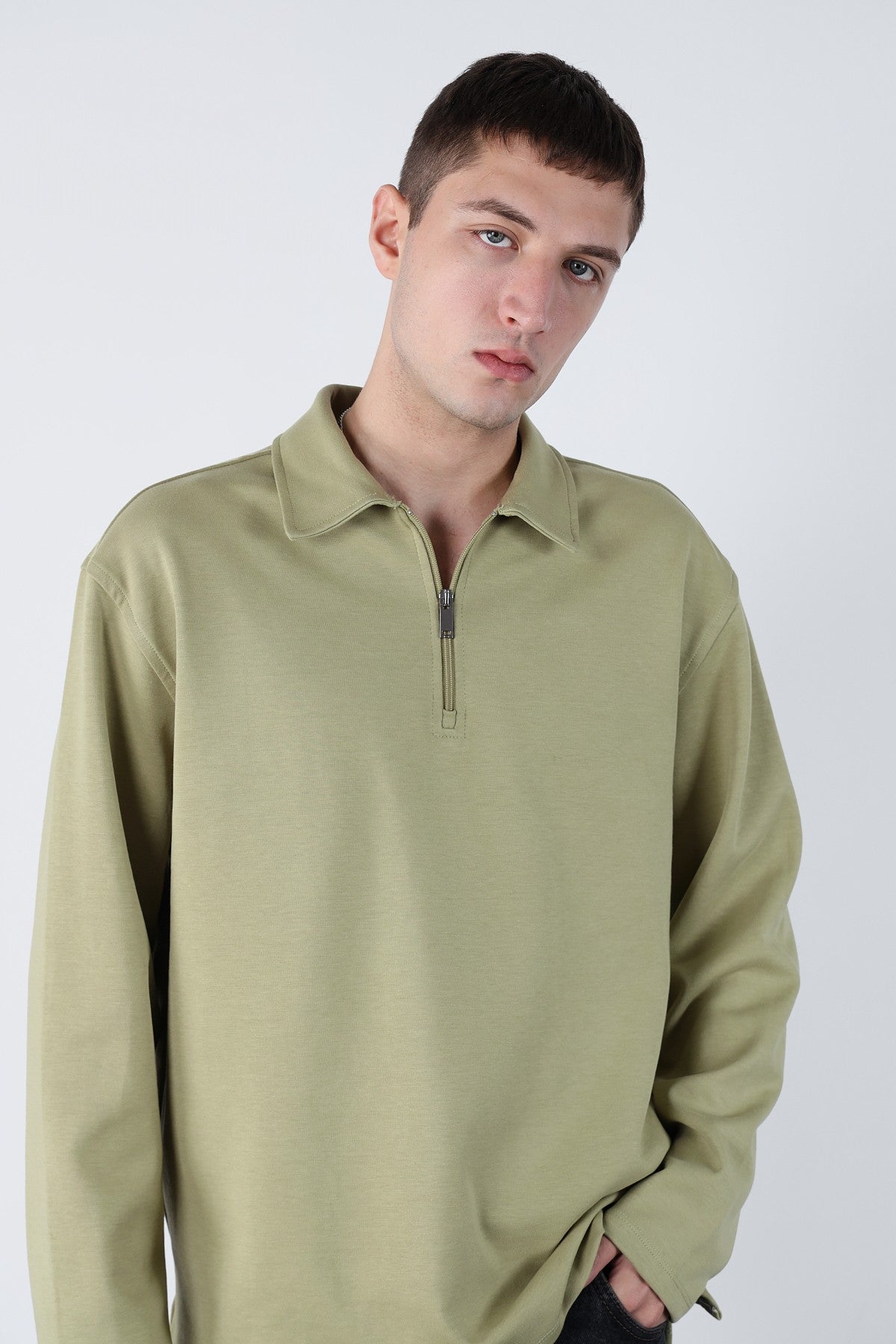 Half Zipper Oversize Mens Sweatshirt