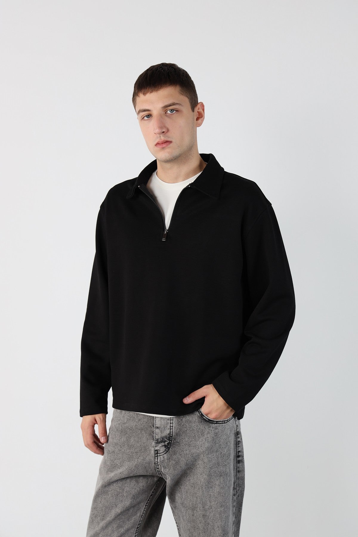 Half Zipper Oversize Mens Sweatshirt