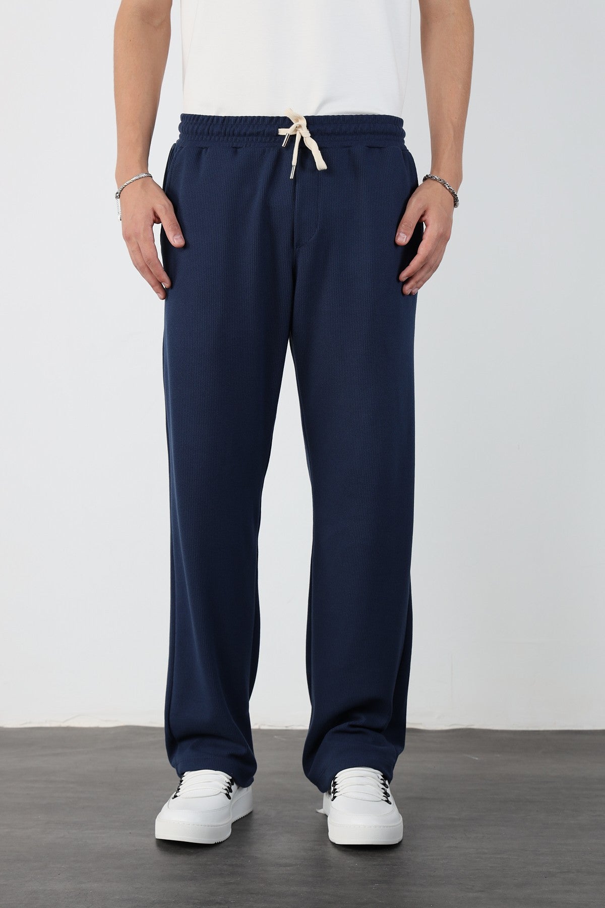 Elastic Waist Baggy Ottoman Trousers