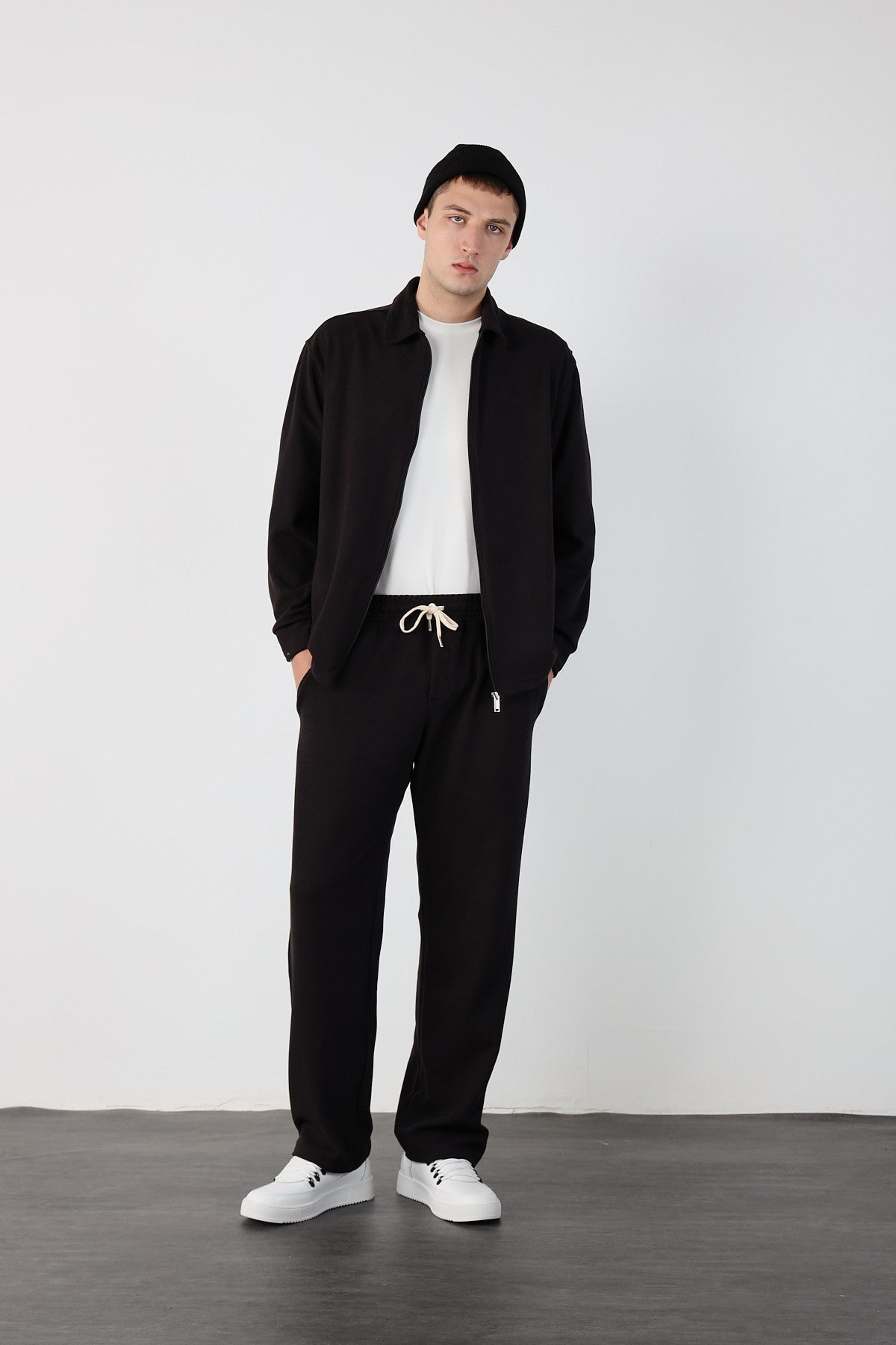 Elastic Waist Baggy Ottoman Trousers
