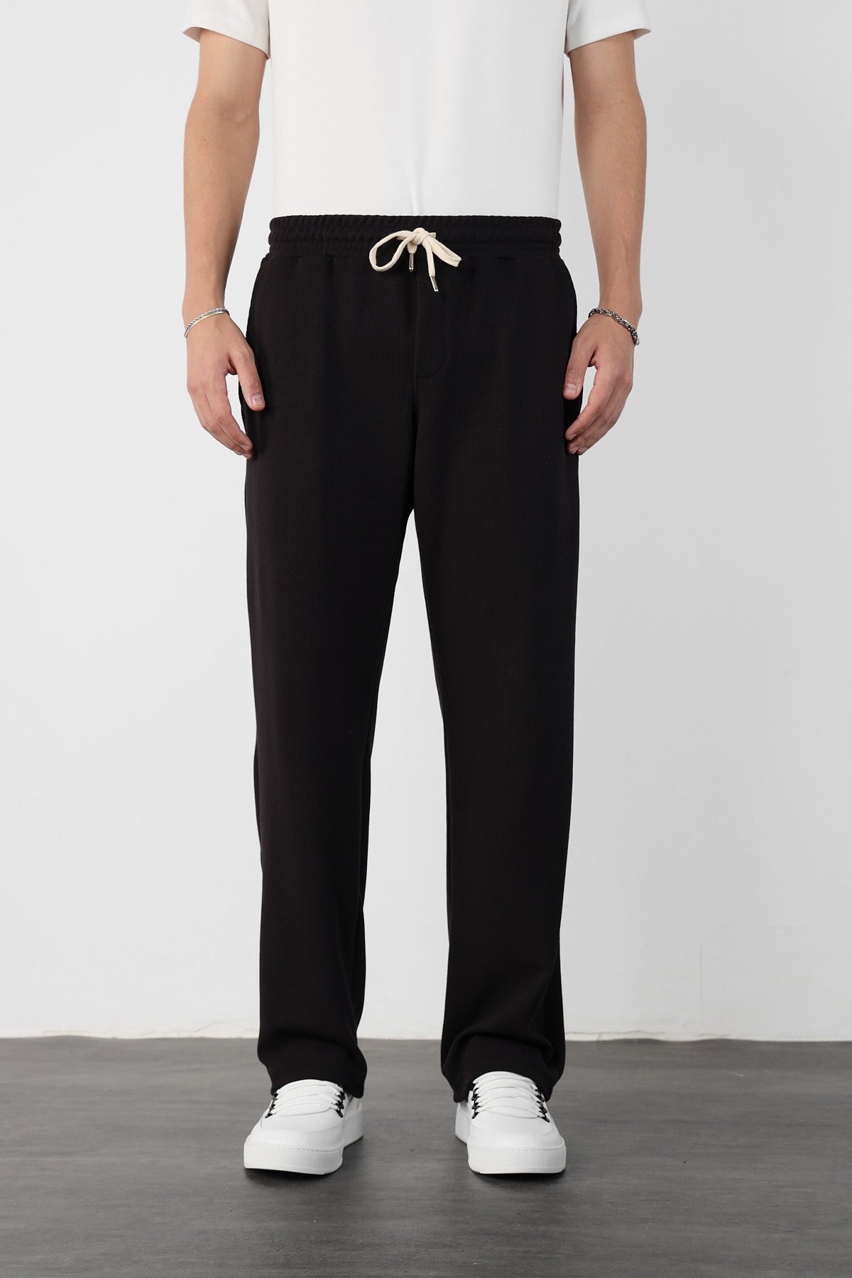 Elastic Waist Baggy Ottoman Trousers