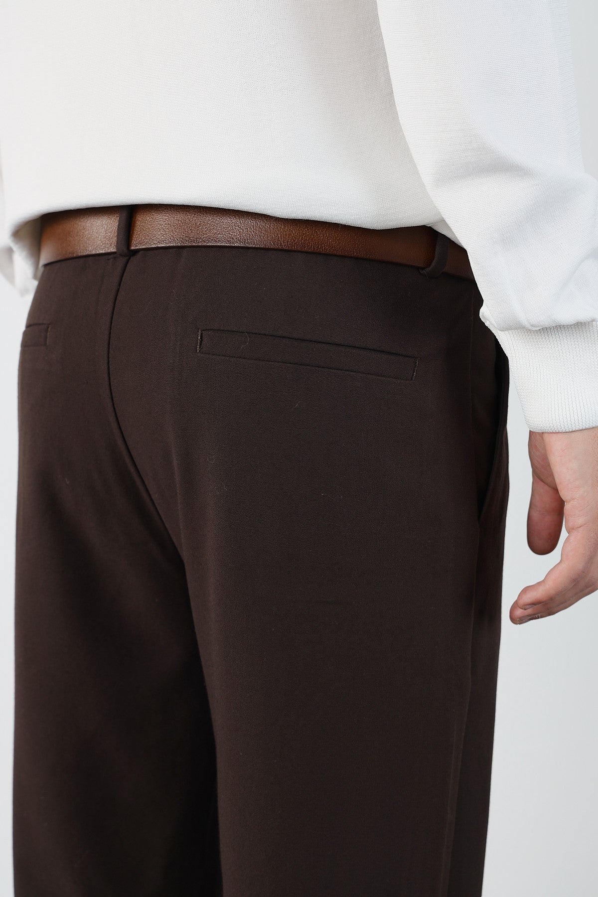 Single Pleated Elastic Waist Baggy Mens Fabric Trousers