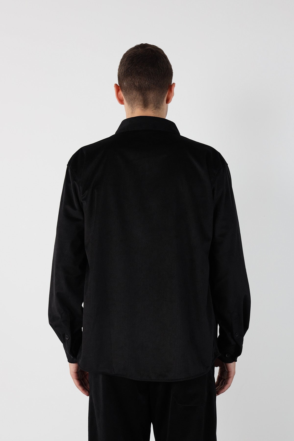 Thin Ribbed Oversize Velvet Shirt