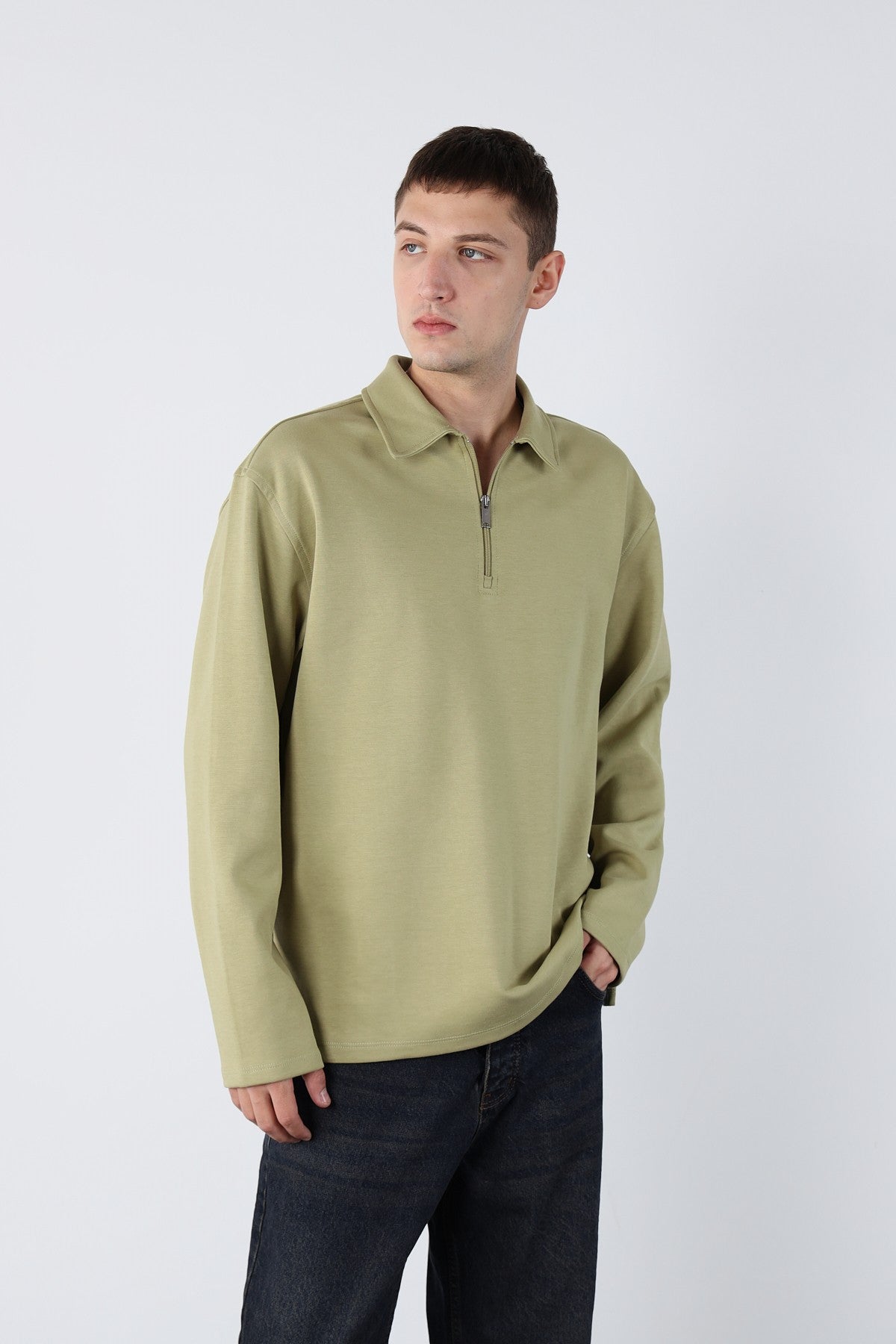 Half Zipper Oversize Mens Sweatshirt