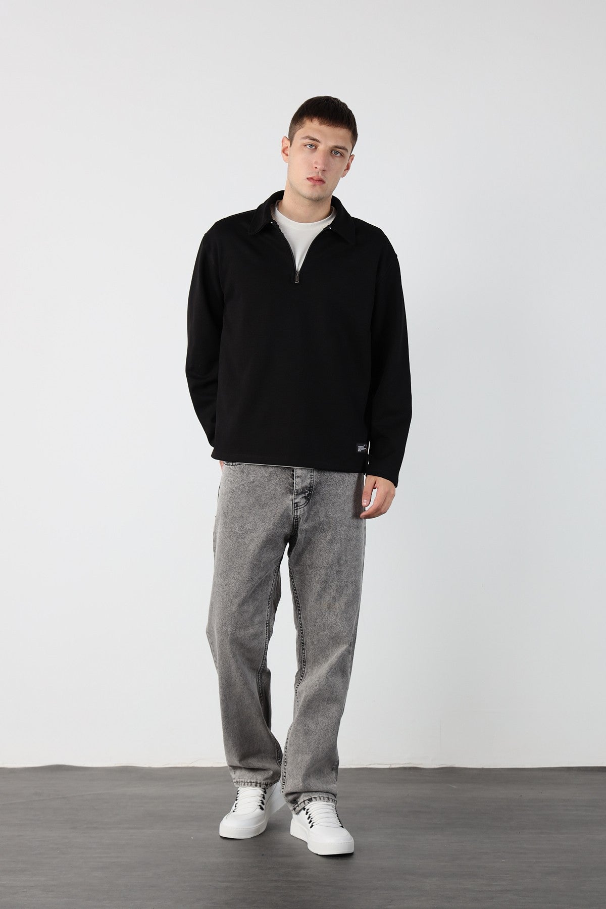 Half Zipper Oversize Mens Sweatshirt