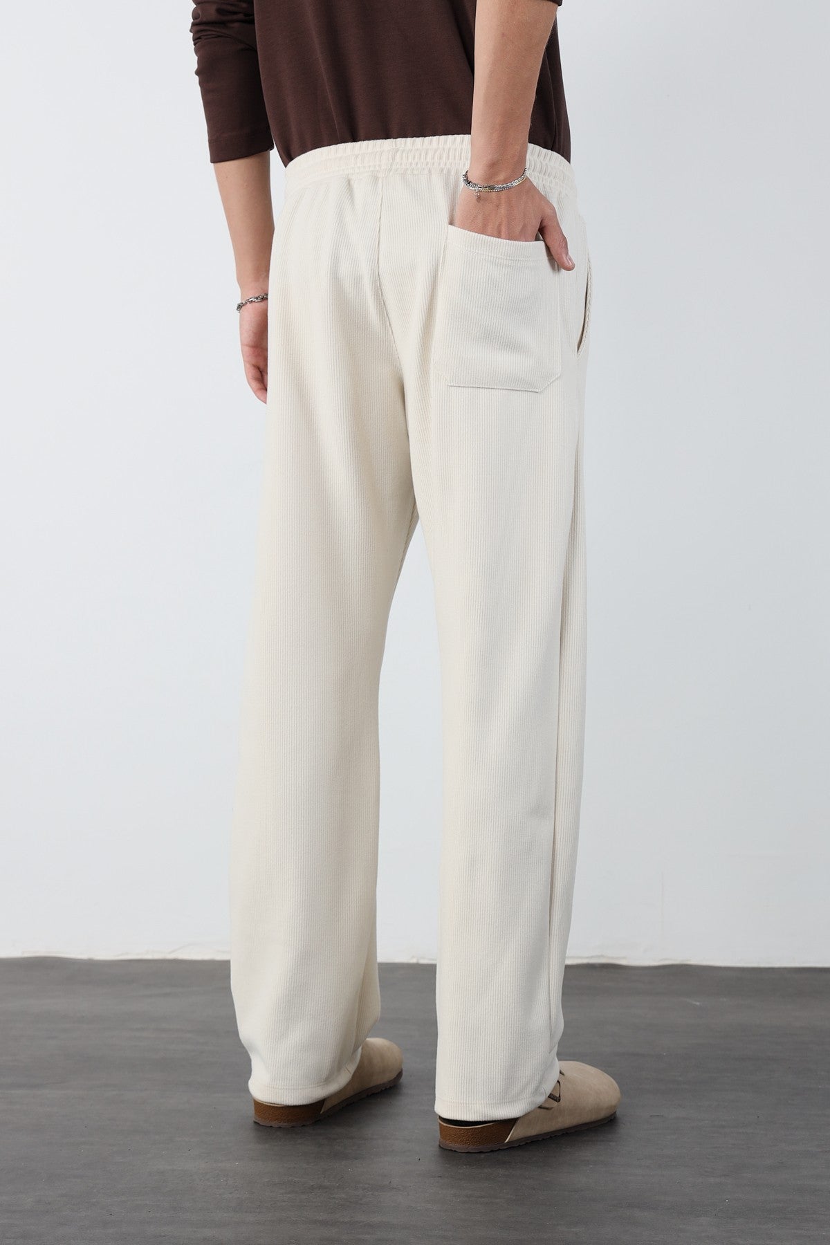 Elastic Waist Baggy Ottoman Trousers