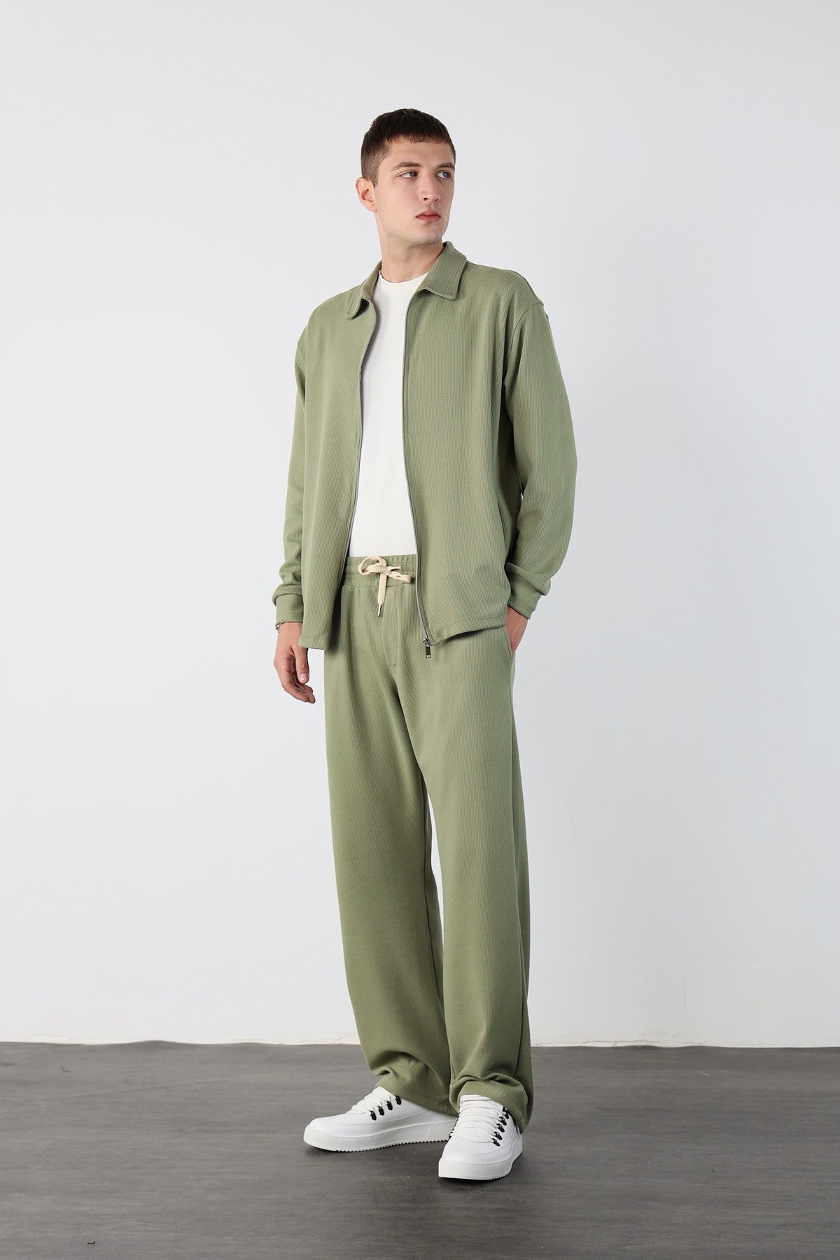 Elastic Waist Baggy Ottoman Trousers