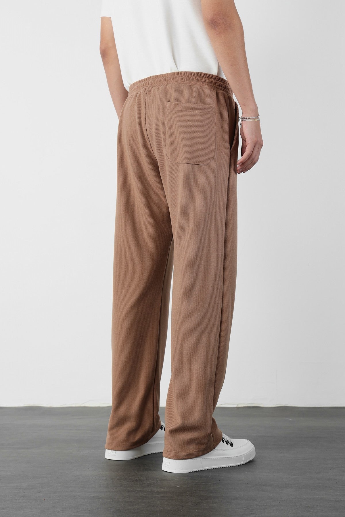 Elastic Waist Baggy Ottoman Trousers