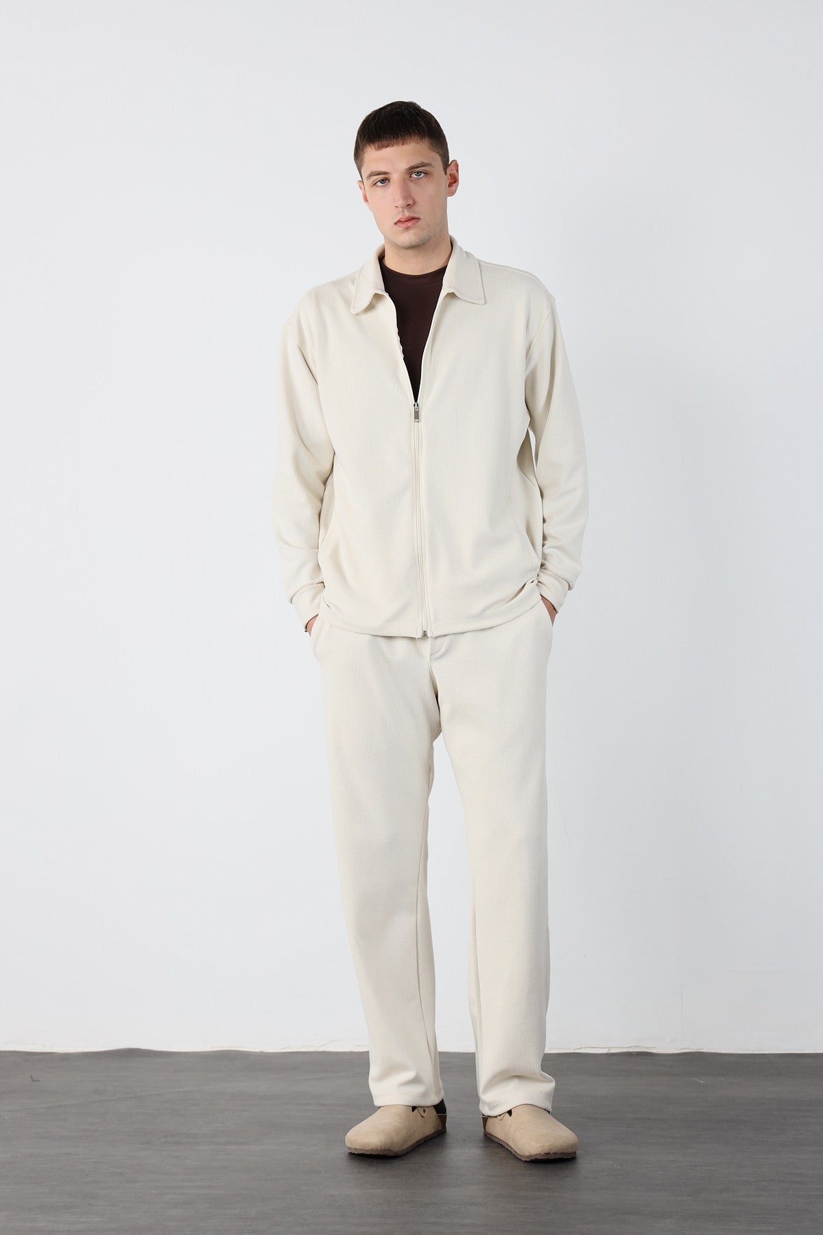 Elastic Waist Baggy Ottoman Trousers