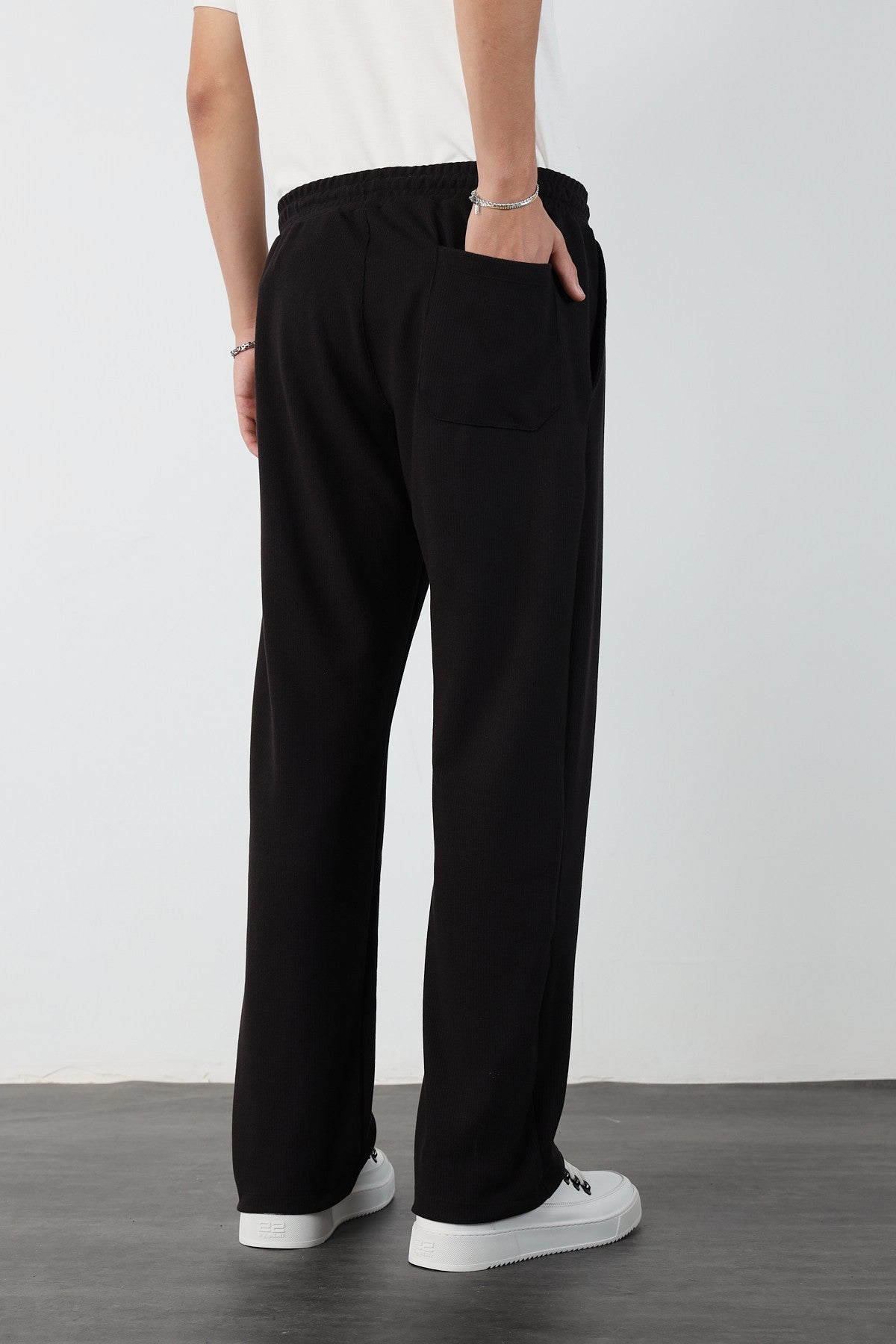 Elastic Waist Baggy Ottoman Trousers