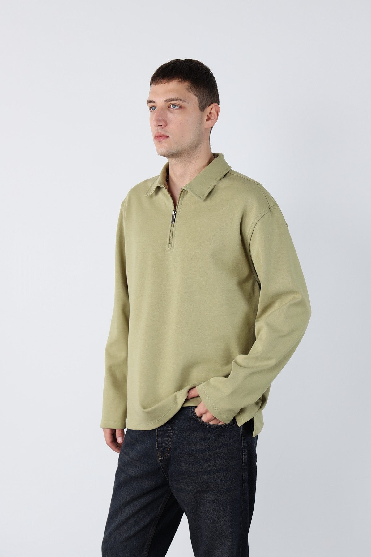 Half Zipper Oversize Mens Sweatshirt