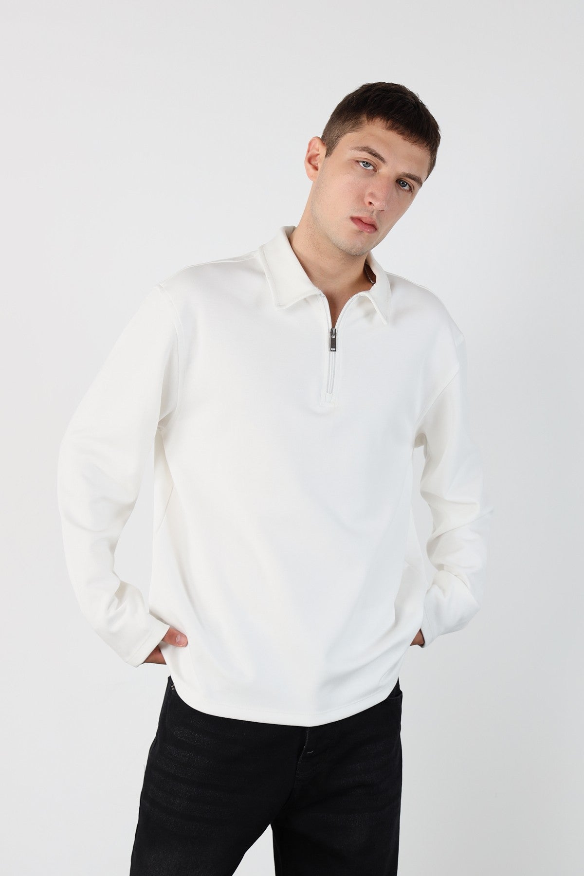 Half Zipper Oversize Mens Sweatshirt