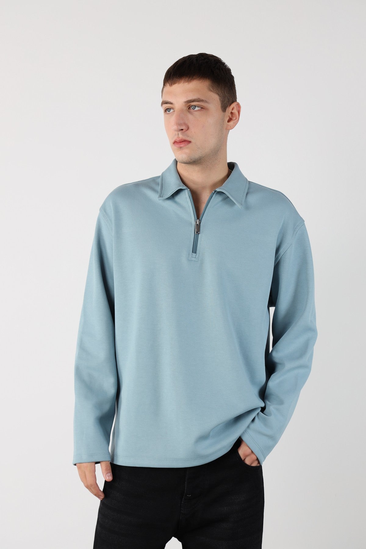 Half Zipper Oversize Mens Sweatshirt
