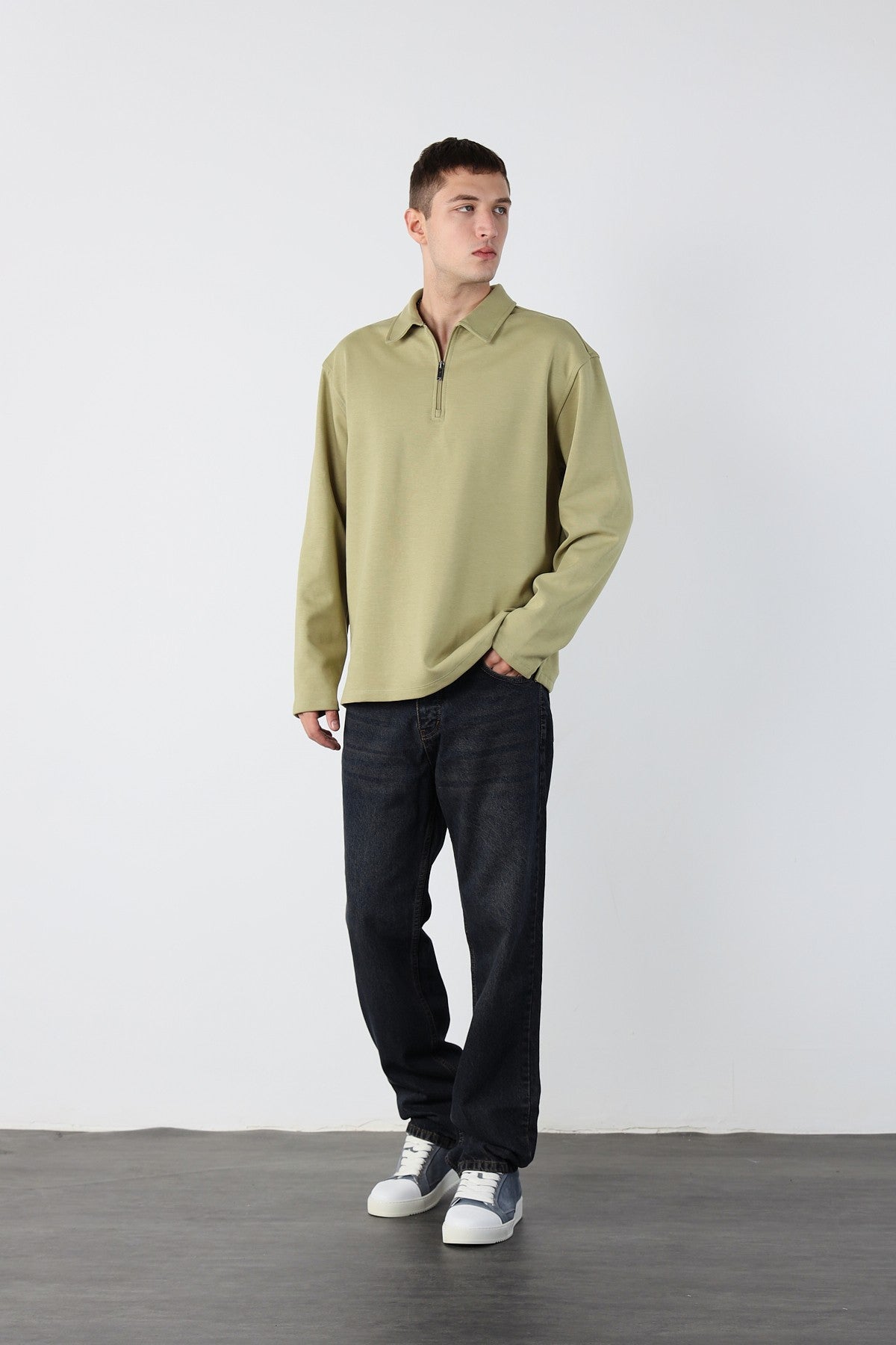 Half Zipper Oversize Mens Sweatshirt