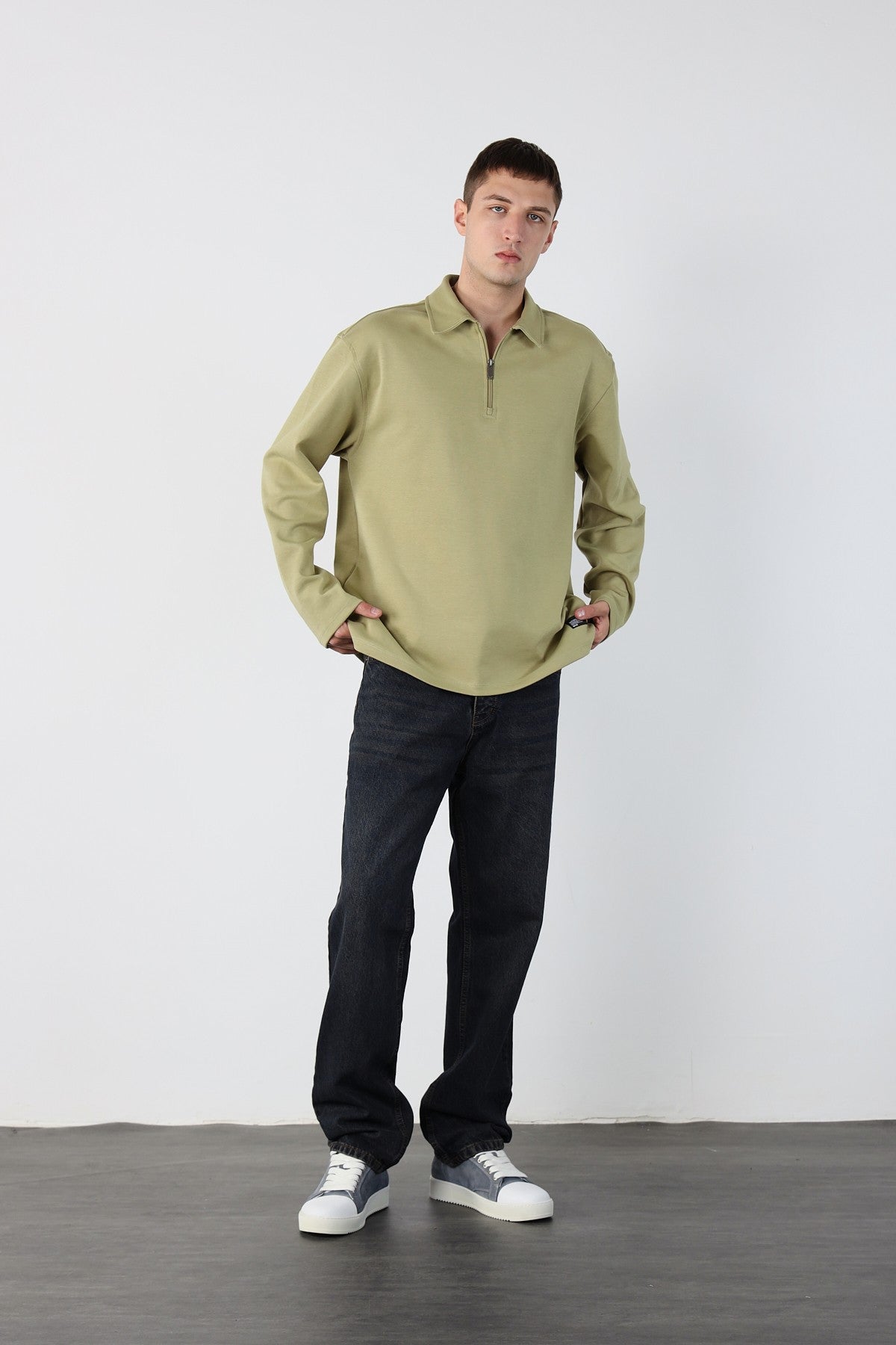 Half Zipper Oversize Mens Sweatshirt