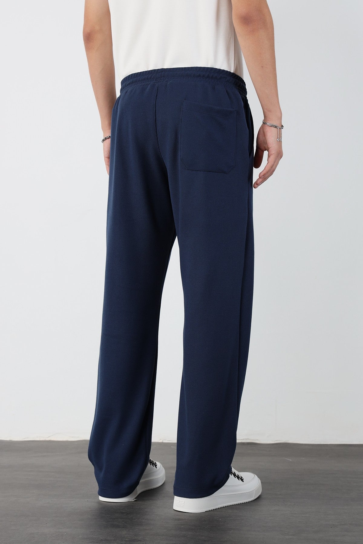 Elastic Waist Baggy Ottoman Trousers