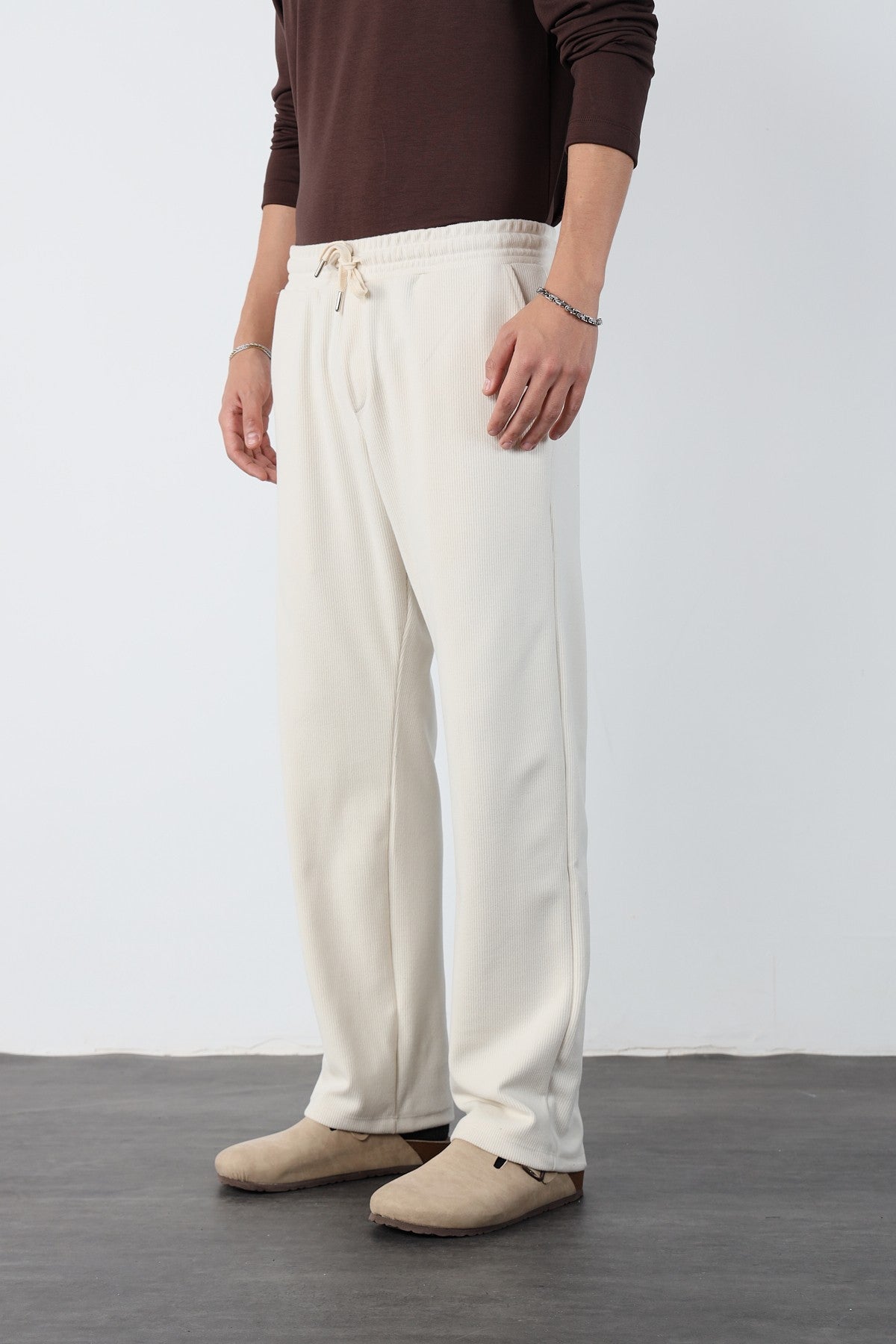 Elastic Waist Baggy Ottoman Trousers