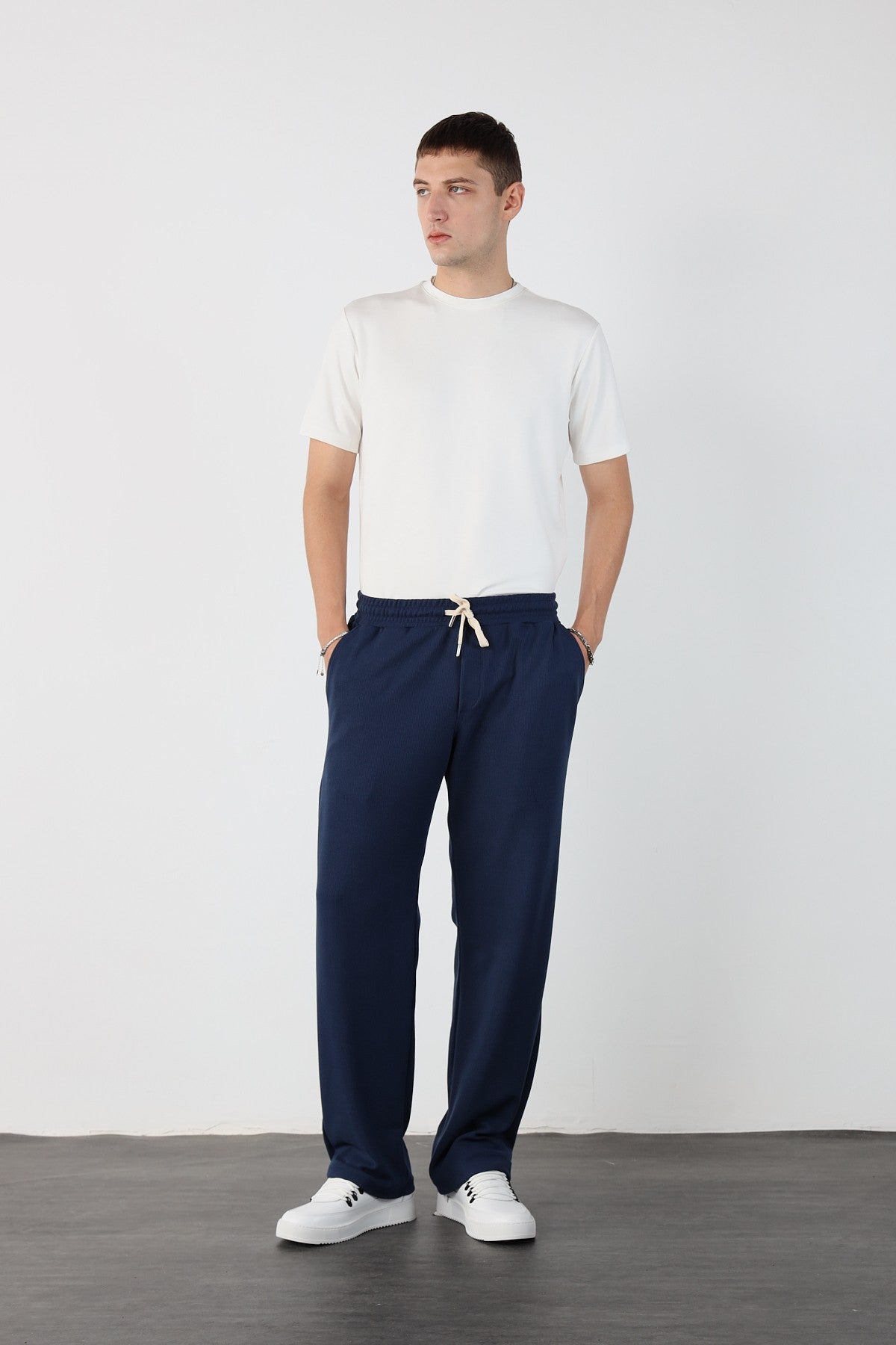 Elastic Waist Baggy Ottoman Trousers