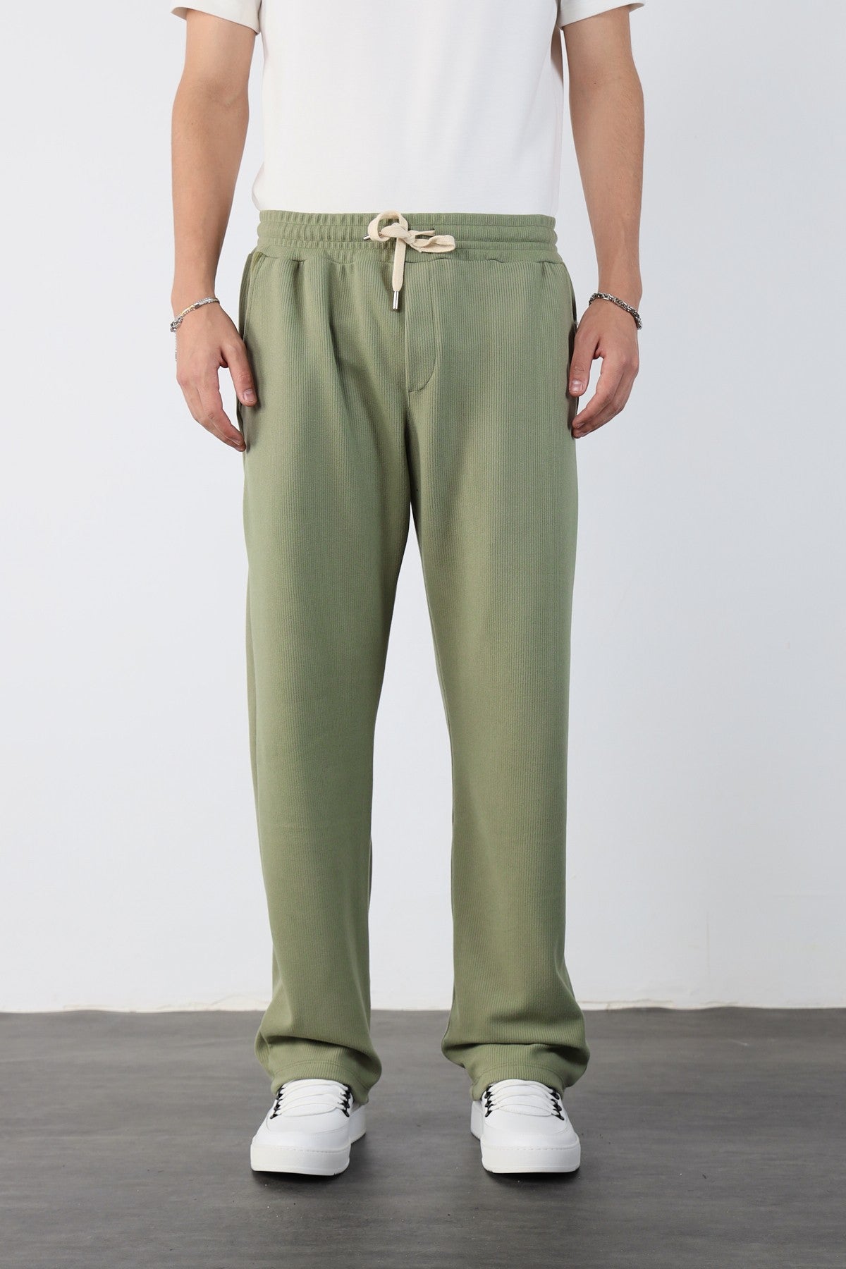 Elastic Waist Baggy Ottoman Trousers