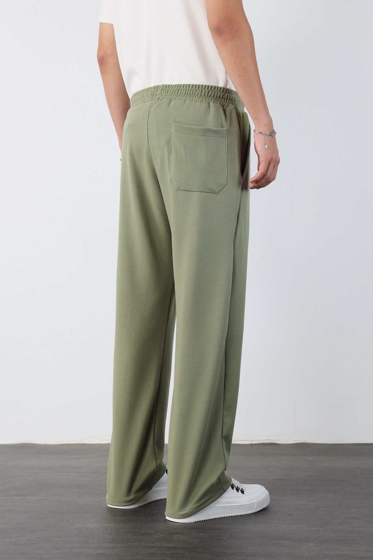 Elastic Waist Baggy Ottoman Trousers